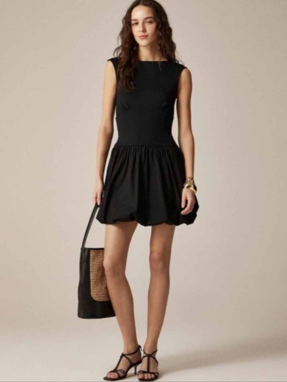 J. Crew black drop waist bubble hem dress